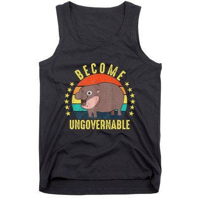 Become Ungovernable Funny Baby Hippo Moo Deng Funny Saying Tank Top