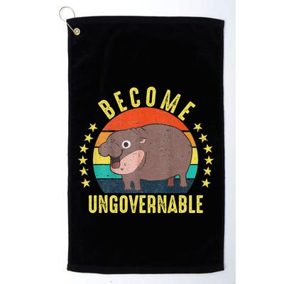 Become Ungovernable Funny Baby Hippo Moo Deng Funny Saying Golf Towel