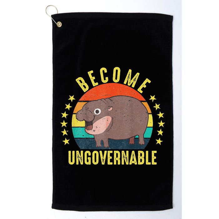 Become Ungovernable Funny Baby Hippo Moo Deng Funny Saying Golf Towel