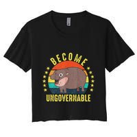 Become Ungovernable Funny Baby Hippo Moo Deng Funny Saying Crop Top