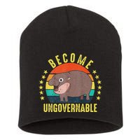 Become Ungovernable Funny Baby Hippo Moo Deng Funny Saying Short Acrylic Beanie