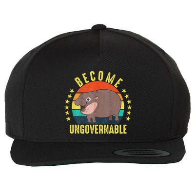 Become Ungovernable Funny Baby Hippo Moo Deng Funny Saying Wool Snapback Cap