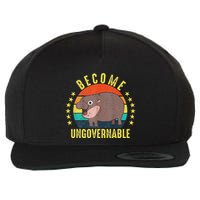 Become Ungovernable Funny Baby Hippo Moo Deng Funny Saying Wool Snapback Cap