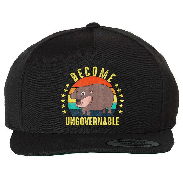 Become Ungovernable Funny Baby Hippo Moo Deng Funny Saying Wool Snapback Cap
