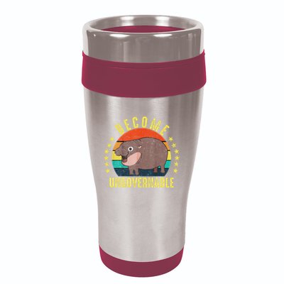 Become Ungovernable Funny Baby Hippo Moo Deng Funny Saying 16oz Travel Tumbler