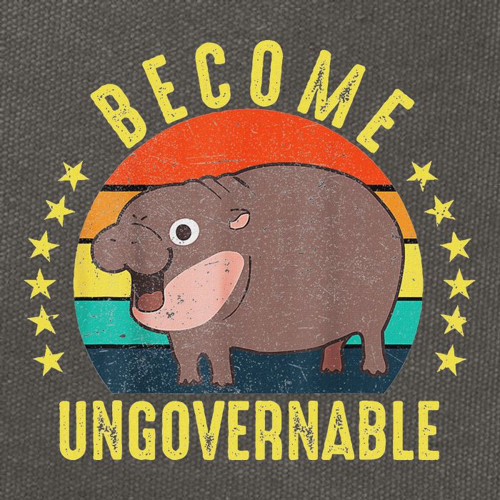 Become Ungovernable Funny Baby Hippo Moo Deng Funny Saying Cotton Canvas Backpack