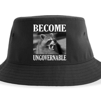 Become Ungovernable Funny Raccoon Face Meme Sustainable Bucket Hat