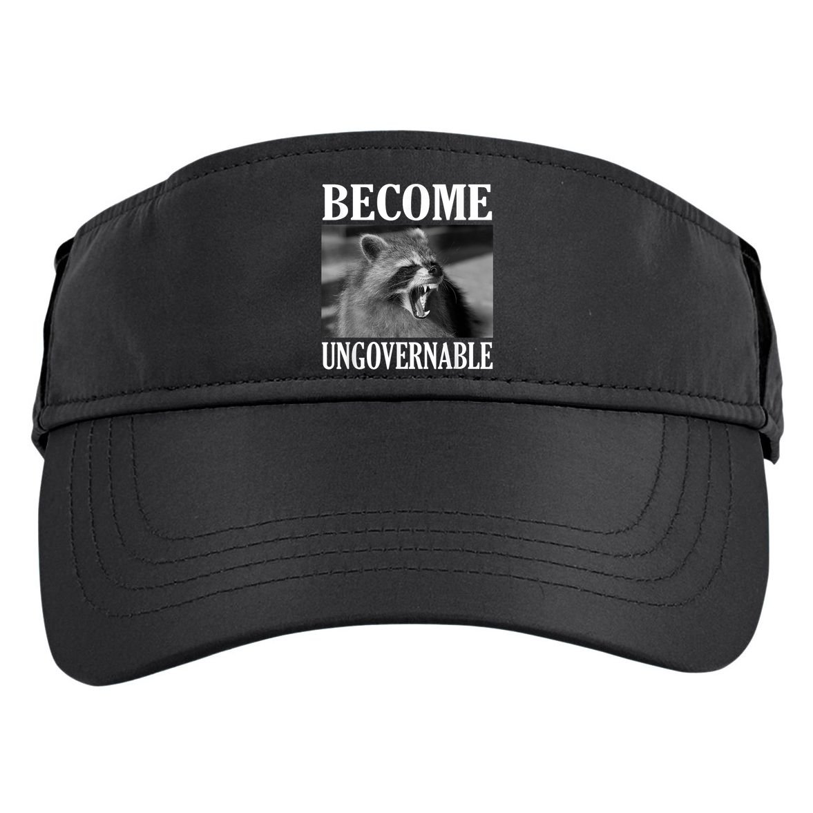 Become Ungovernable Funny Raccoon Face Meme Adult Drive Performance Visor