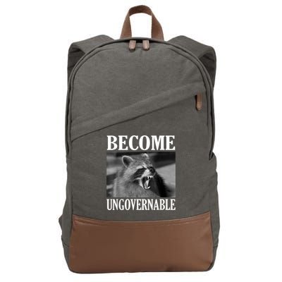 Become Ungovernable Funny Raccoon Face Meme Cotton Canvas Backpack
