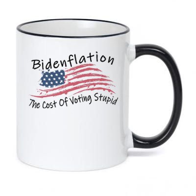 Bidenflation USA Flag The Cost Of Voting Stupid Anti Biden Premium 11oz Black Color Changing Mug