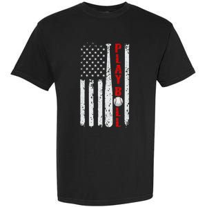 Baseball Usa Flag Ball And Bat Play Ball Softball Baseball Garment-Dyed Heavyweight T-Shirt