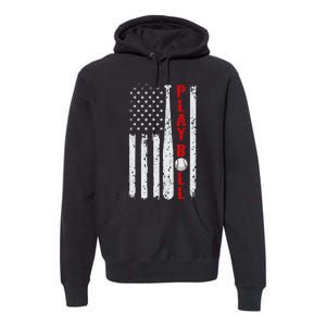 Baseball Usa Flag Ball And Bat Play Ball Softball Baseball Premium Hoodie