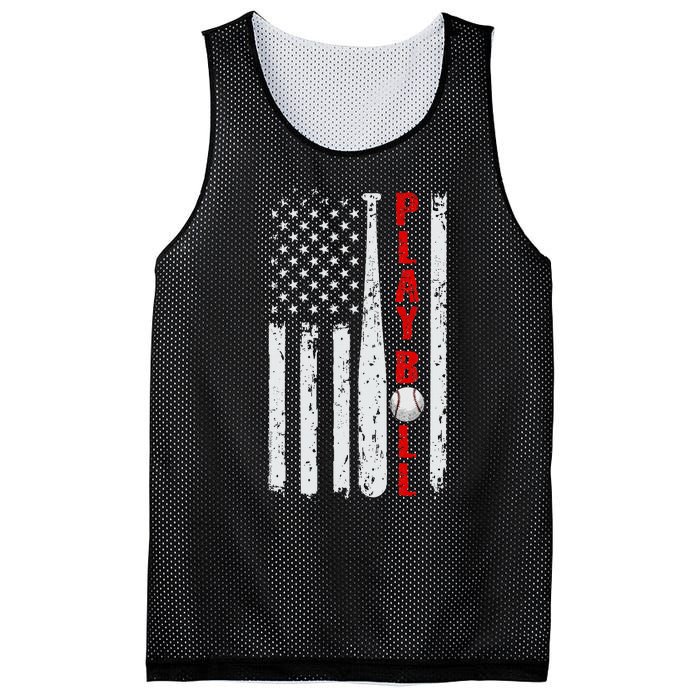 Baseball Usa Flag Ball And Bat Play Ball Softball Baseball Mesh Reversible Basketball Jersey Tank