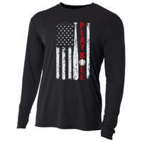 Baseball Usa Flag Ball And Bat Play Ball Softball Baseball Cooling Performance Long Sleeve Crew