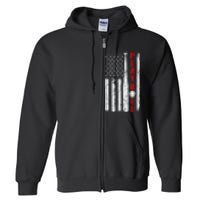 Baseball Usa Flag Ball And Bat Play Ball Softball Baseball Full Zip Hoodie