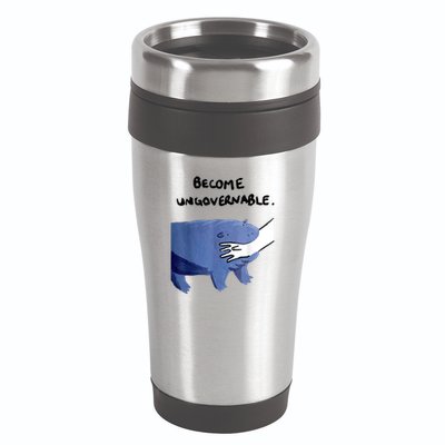 Become Ungovernable Funny Baby Hippo Moo Deng Funny Saying 16oz Travel Tumbler