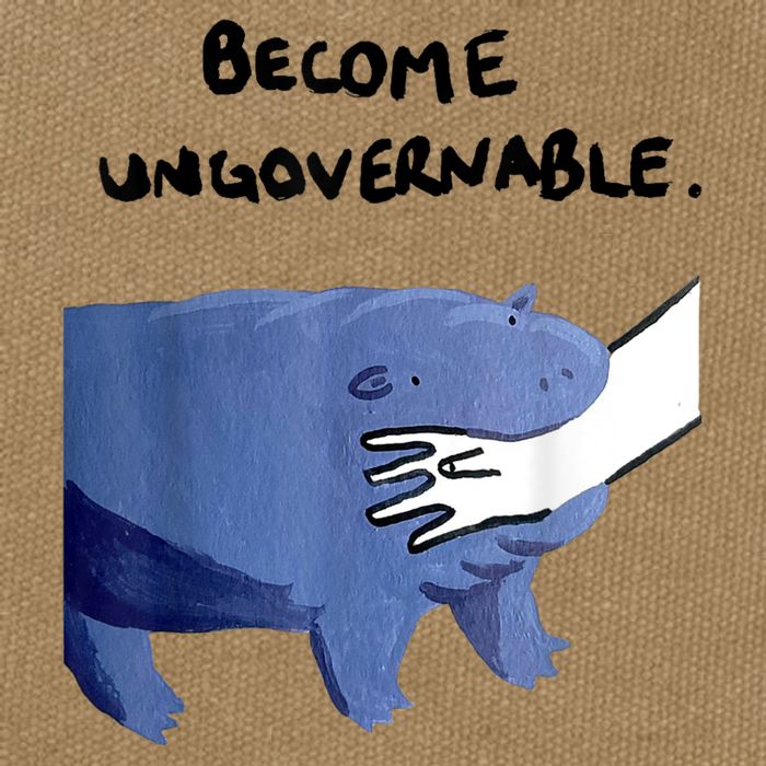 Become Ungovernable Funny Baby Hippo Moo Deng Funny Saying Cotton Canvas Backpack