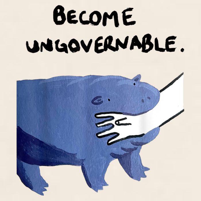 Become Ungovernable Funny Baby Hippo Moo Deng Funny Saying Garment-Dyed Women's Muscle Tee