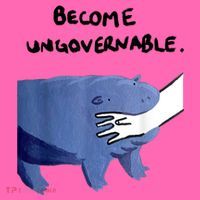 Become Ungovernable Funny Baby Hippo Moo Deng Funny Saying Stripe Pom Pom Beanie