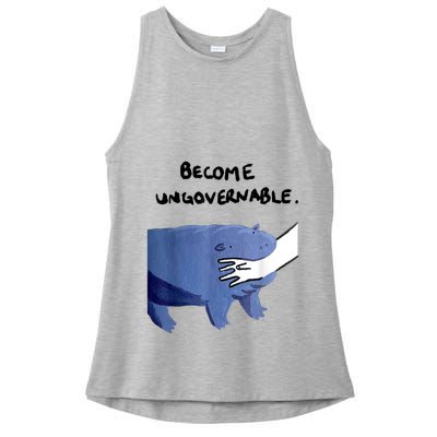 Become Ungovernable Funny Baby Hippo Moo Deng Funny Saying Ladies PosiCharge Tri-Blend Wicking Tank