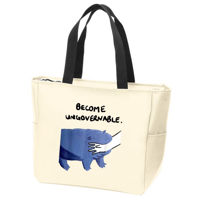 Become Ungovernable Funny Baby Hippo Moo Deng Funny Saying Zip Tote Bag