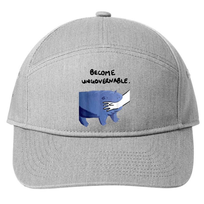 Become Ungovernable Funny Baby Hippo Moo Deng Funny Saying 7-Panel Snapback Hat