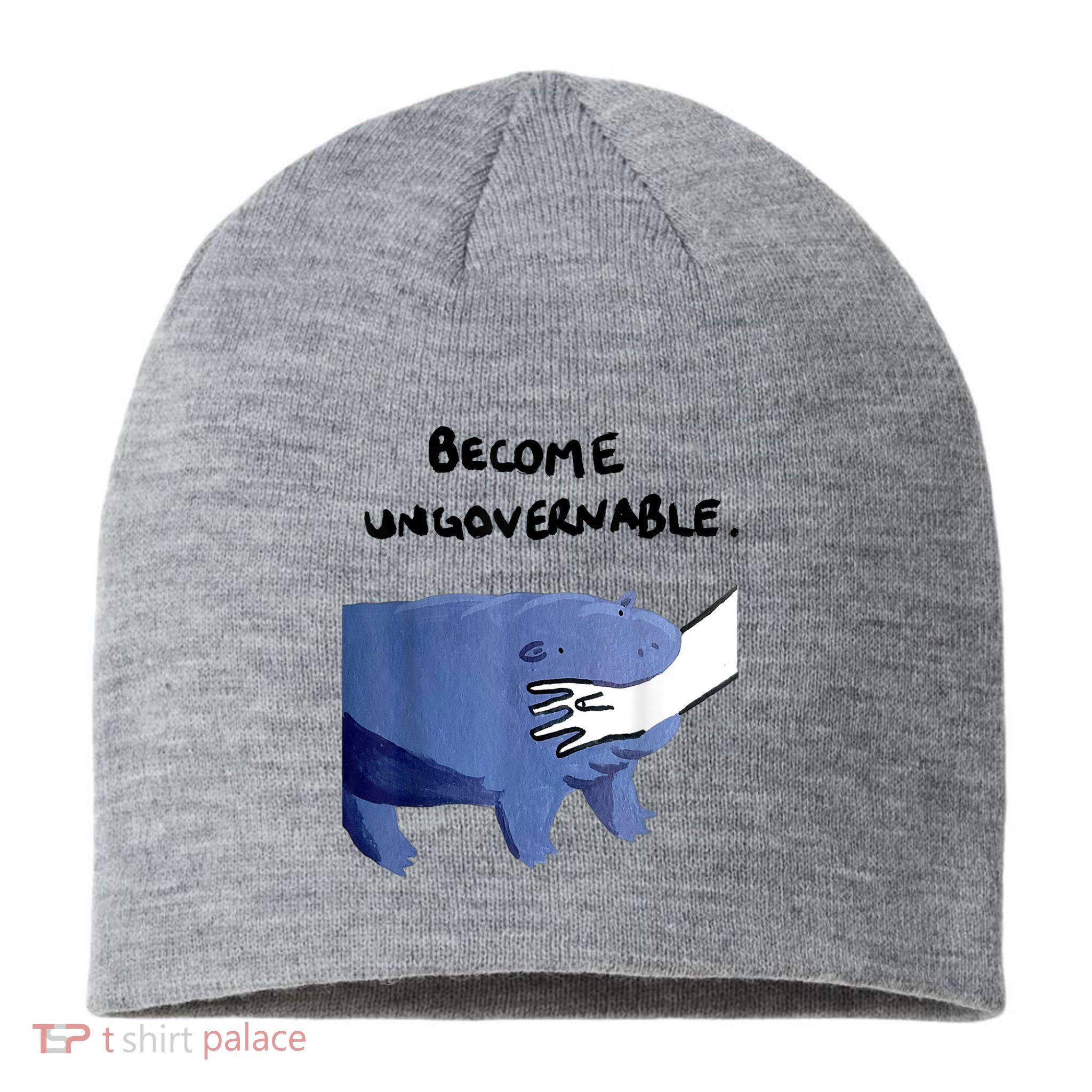 Become Ungovernable Funny Baby Hippo Moo Deng Funny Saying Sustainable Beanie