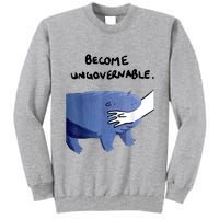 Become Ungovernable Funny Baby Hippo Moo Deng Funny Saying Tall Sweatshirt