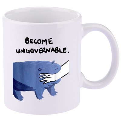 Become Ungovernable Funny Baby Hippo Moo Deng Funny Saying 11oz C Handle Ceramic Mug