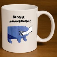 Become Ungovernable Funny Baby Hippo Moo Deng Funny Saying 11oz C Handle Ceramic Mug