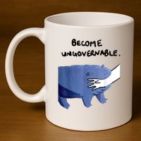 Become Ungovernable Funny Baby Hippo Moo Deng Funny Saying 11oz C Handle Ceramic Mug