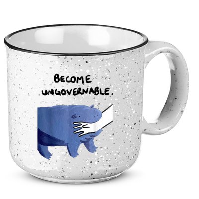 Become Ungovernable Funny Baby Hippo Moo Deng Funny Saying 15oz Campfire Ceramic Mug