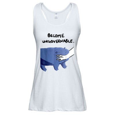 Become Ungovernable Funny Baby Hippo Moo Deng Funny Saying Ladies Essential Flowy Tank