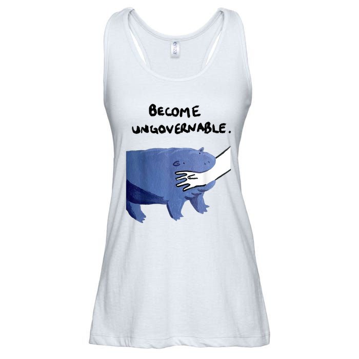 Become Ungovernable Funny Baby Hippo Moo Deng Funny Saying Ladies Essential Flowy Tank