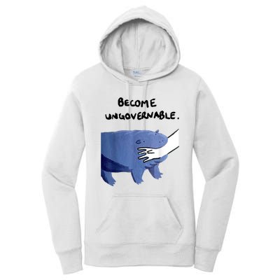 Become Ungovernable Funny Baby Hippo Moo Deng Funny Saying Women's Pullover Hoodie