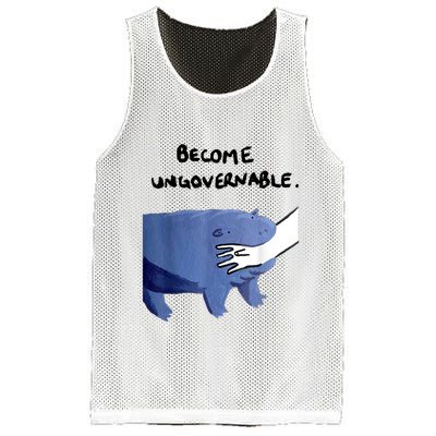 Become Ungovernable Funny Baby Hippo Moo Deng Funny Saying Mesh Reversible Basketball Jersey Tank