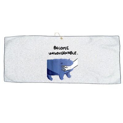 Become Ungovernable Funny Baby Hippo Moo Deng Funny Saying Large Microfiber Waffle Golf Towel