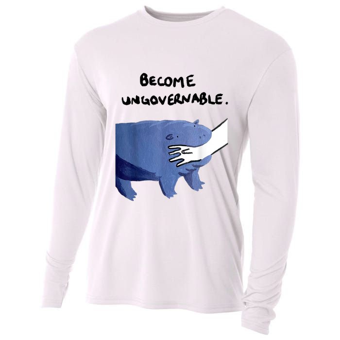 Become Ungovernable Funny Baby Hippo Moo Deng Funny Saying Cooling Performance Long Sleeve Crew