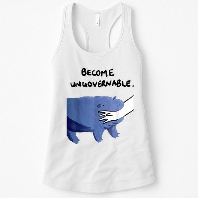 Become Ungovernable Funny Baby Hippo Moo Deng Funny Saying Womens Tank Top