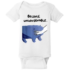 Become Ungovernable Funny Baby Hippo Moo Deng Funny Saying Baby Bodysuit