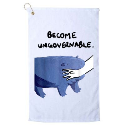 Become Ungovernable Funny Baby Hippo Moo Deng Funny Saying Golf Towel