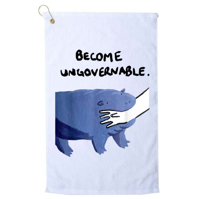 Become Ungovernable Funny Baby Hippo Moo Deng Funny Saying Golf Towel