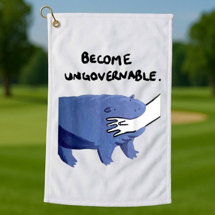 Become Ungovernable Funny Baby Hippo Moo Deng Funny Saying Golf Towel