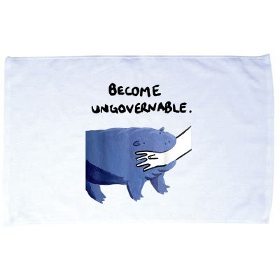 Become Ungovernable Funny Baby Hippo Moo Deng Funny Saying Microfiber Hand Towel