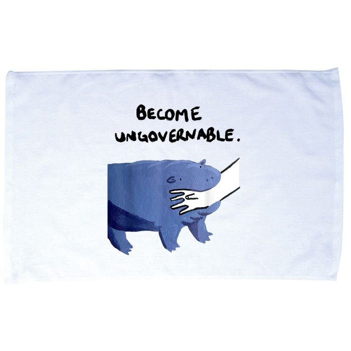Become Ungovernable Funny Baby Hippo Moo Deng Funny Saying Microfiber Hand Towel
