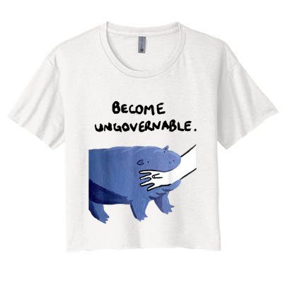 Become Ungovernable Funny Baby Hippo Moo Deng Funny Saying Crop Top
