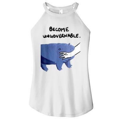 Become Ungovernable Funny Baby Hippo Moo Deng Funny Saying Women's Perfect Tri Rocker Tank