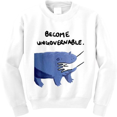 Become Ungovernable Funny Baby Hippo Moo Deng Funny Saying Kids Sweatshirt