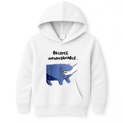 Become Ungovernable Funny Baby Hippo Moo Deng Funny Saying Kids Hoodie