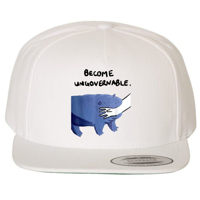 Become Ungovernable Funny Baby Hippo Moo Deng Funny Saying Wool Snapback Cap